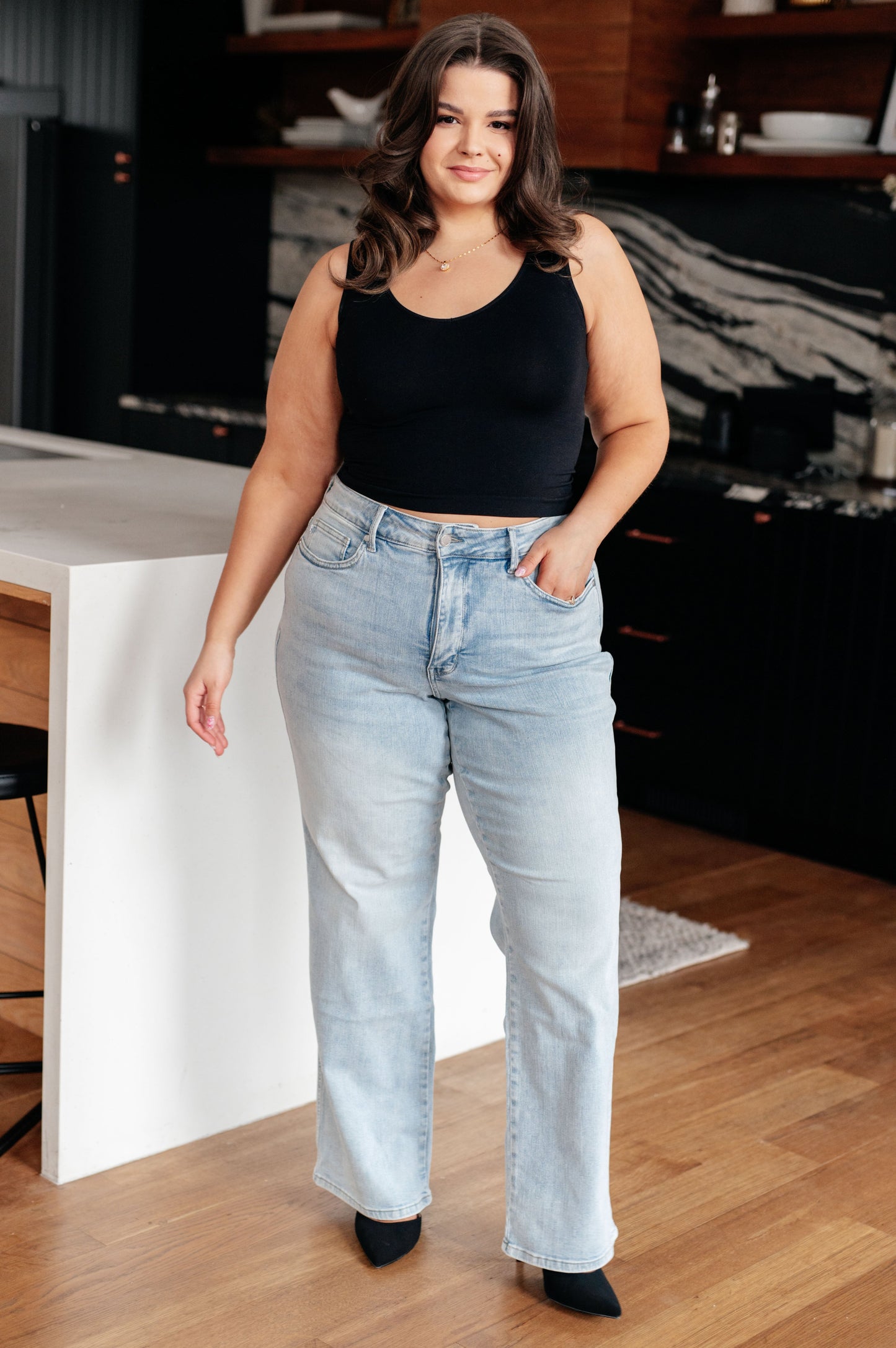 Judy Blue Tummy Control Vintage Wash Straight Jeans