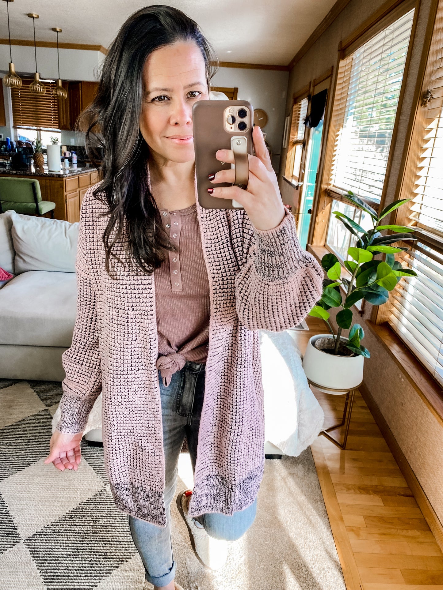The Way It Was Cardigan in Mauve