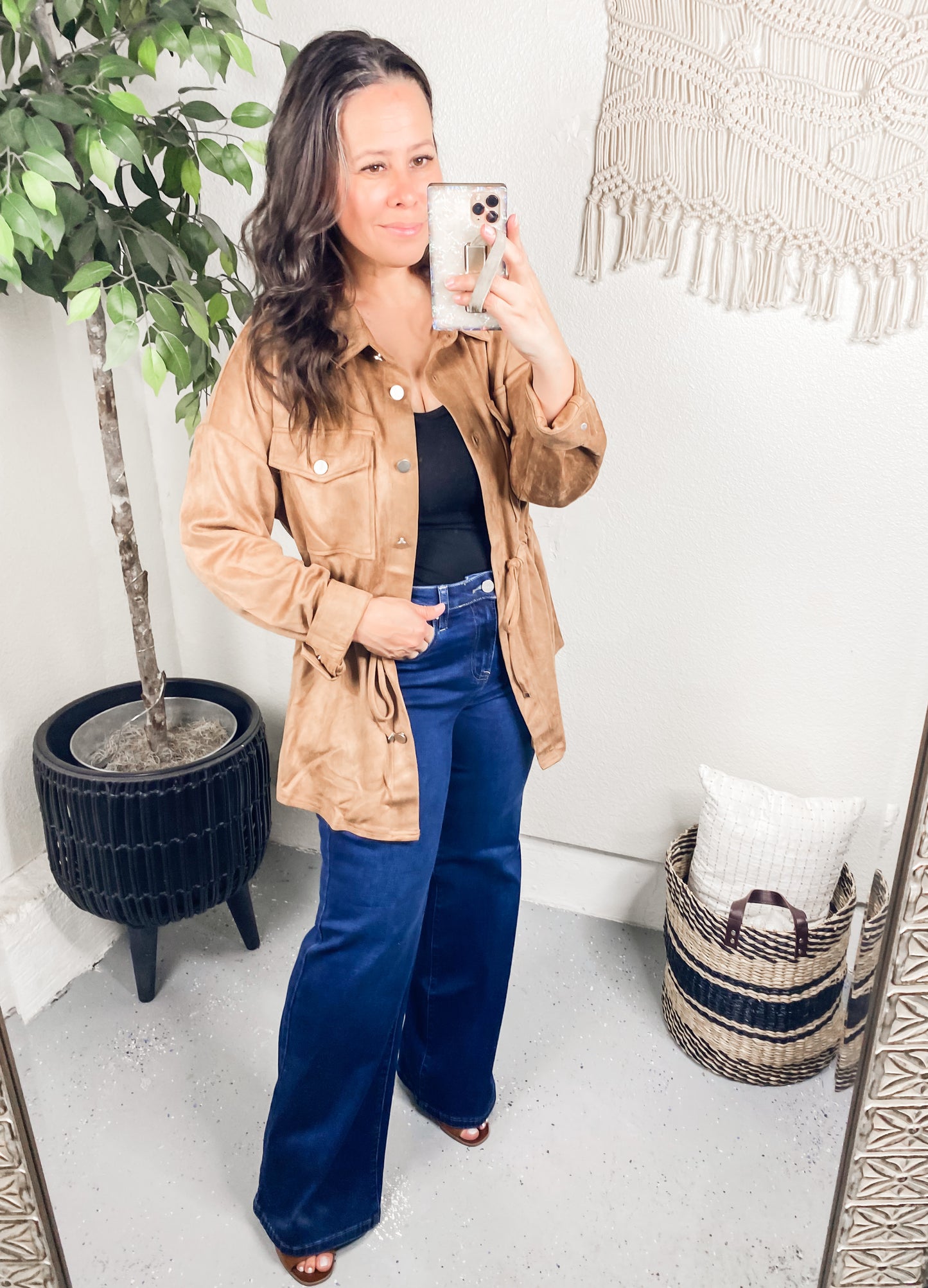Faux Suede Shirt Jacket - 2 colors