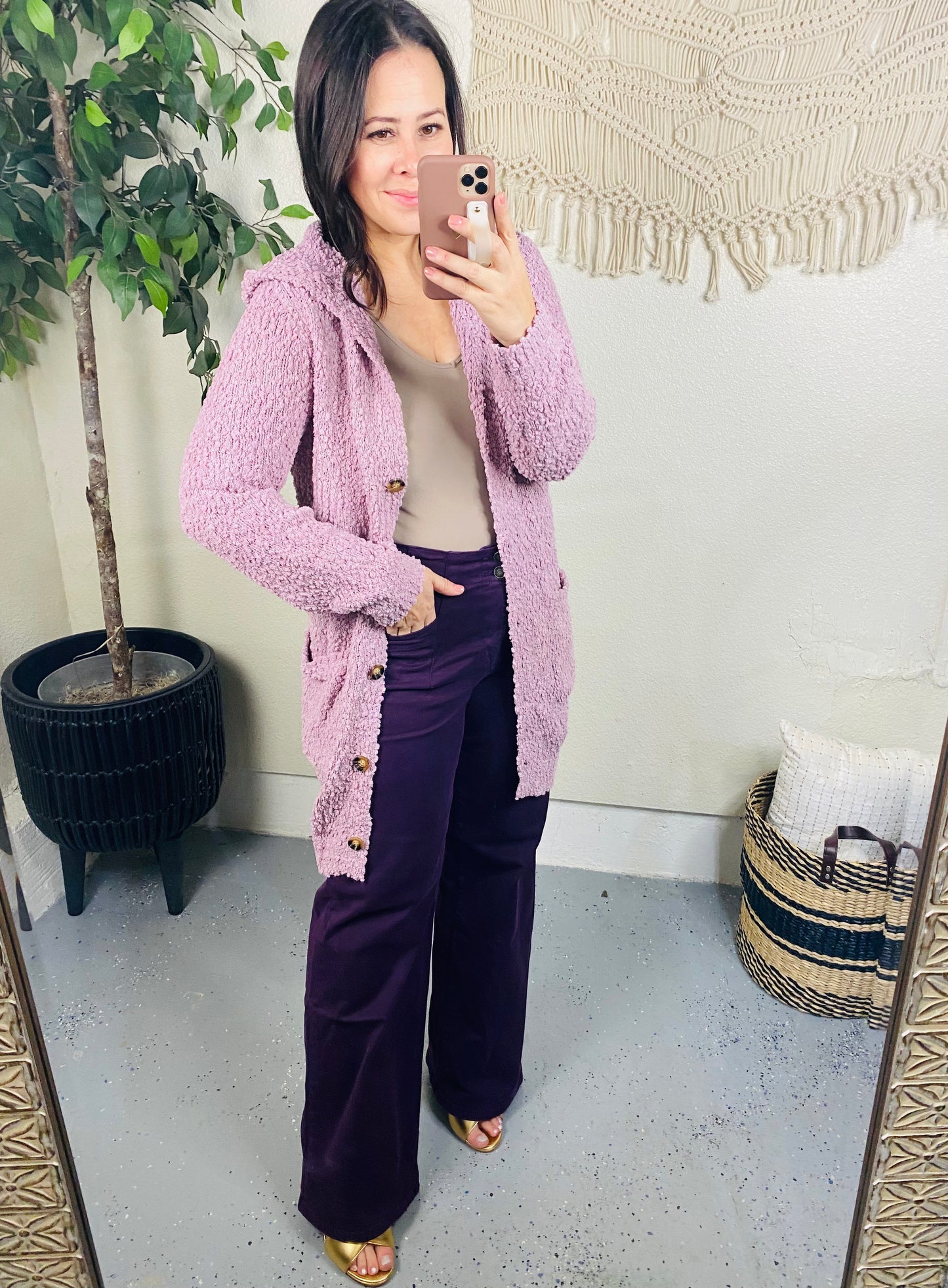 Soft Wisteria Hooded Cardigan