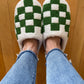 Melody Checkered Print Plush Slide Slippers