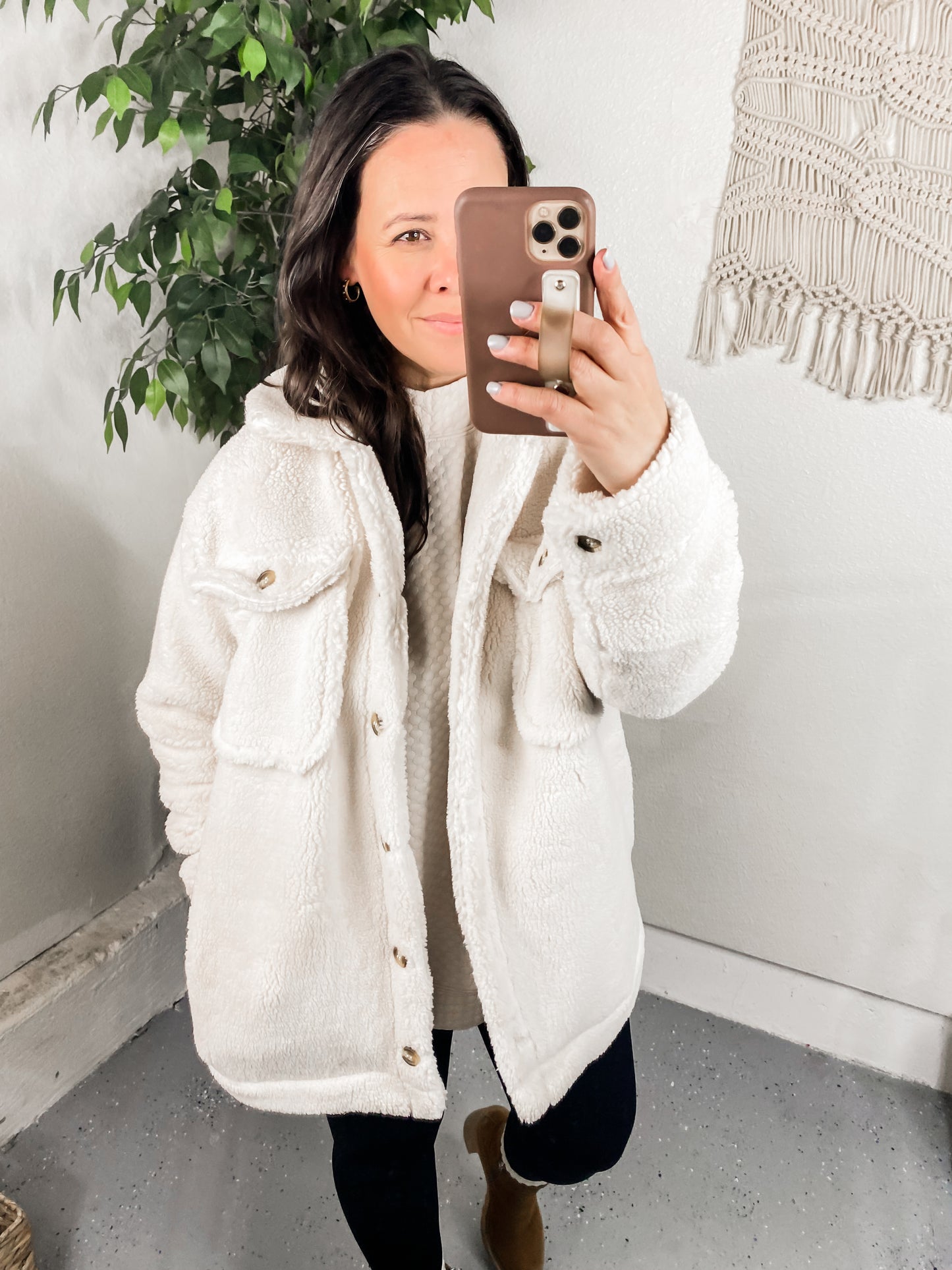 Shrouded in Sherpa Coat in White