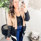 Latte Colorblock Cardigan With Patch Pockets