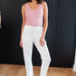 Judy Blue Cuffed Denim Jogger in Ecru White