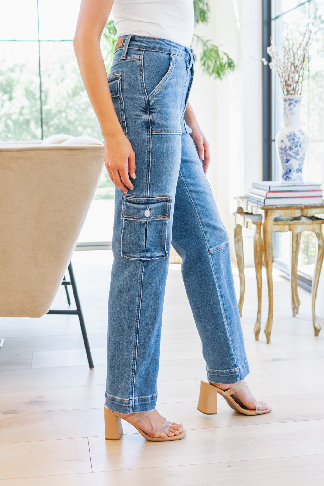 Judy Blue High Rise Wide Leg Cargo Jeans