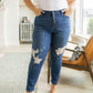 Judy Blue High Rise Button Fly Distressed Boyfriend Jeans