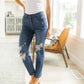 Judy Blue High Rise Button Fly Distressed Boyfriend Jeans