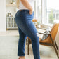 Judy Blue High Rise Button Fly Distressed Boyfriend Jeans
