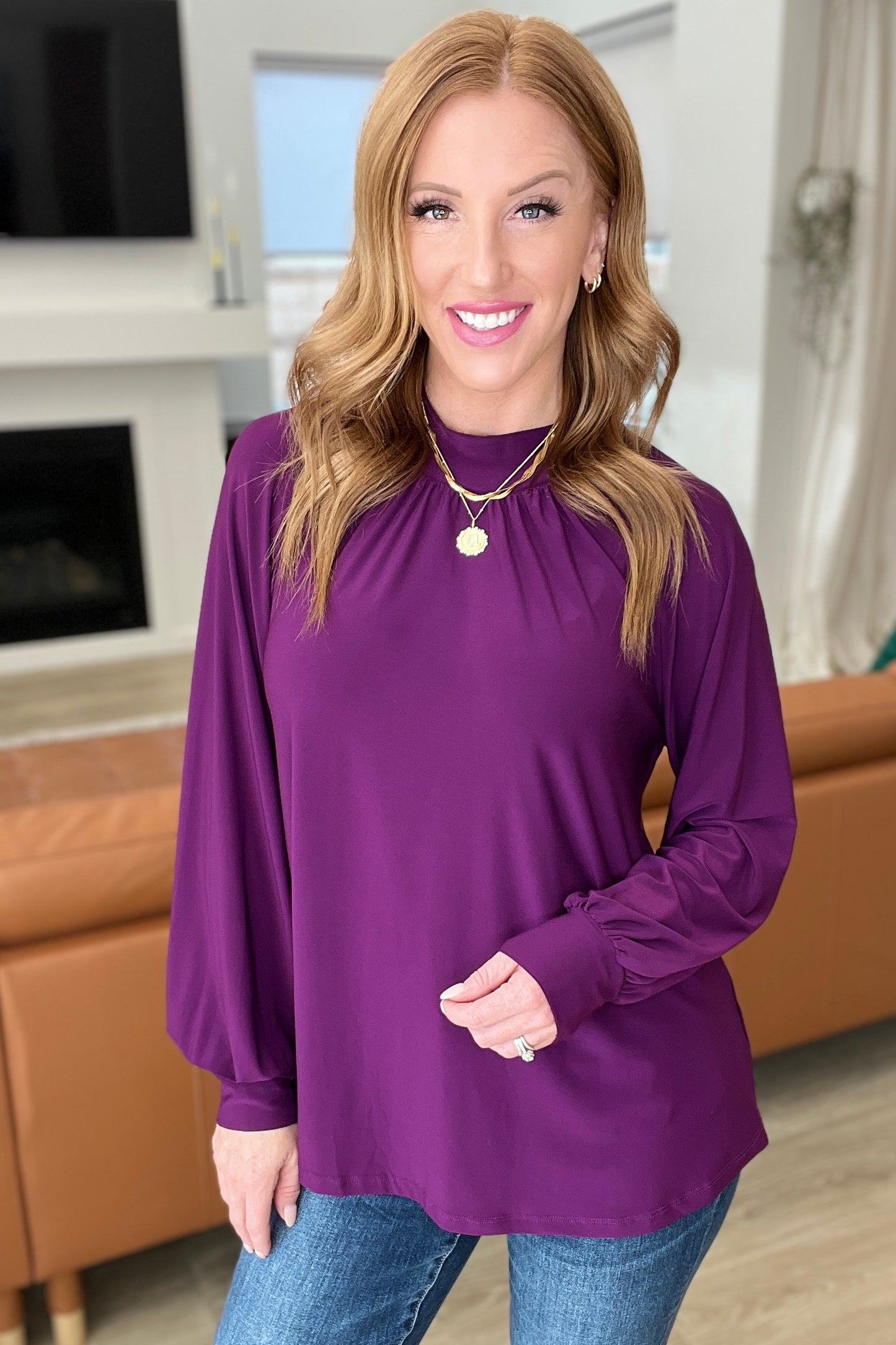 Closing Time Mock Neck Blouse