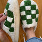 Melody Checkered Print Plush Slide Slippers
