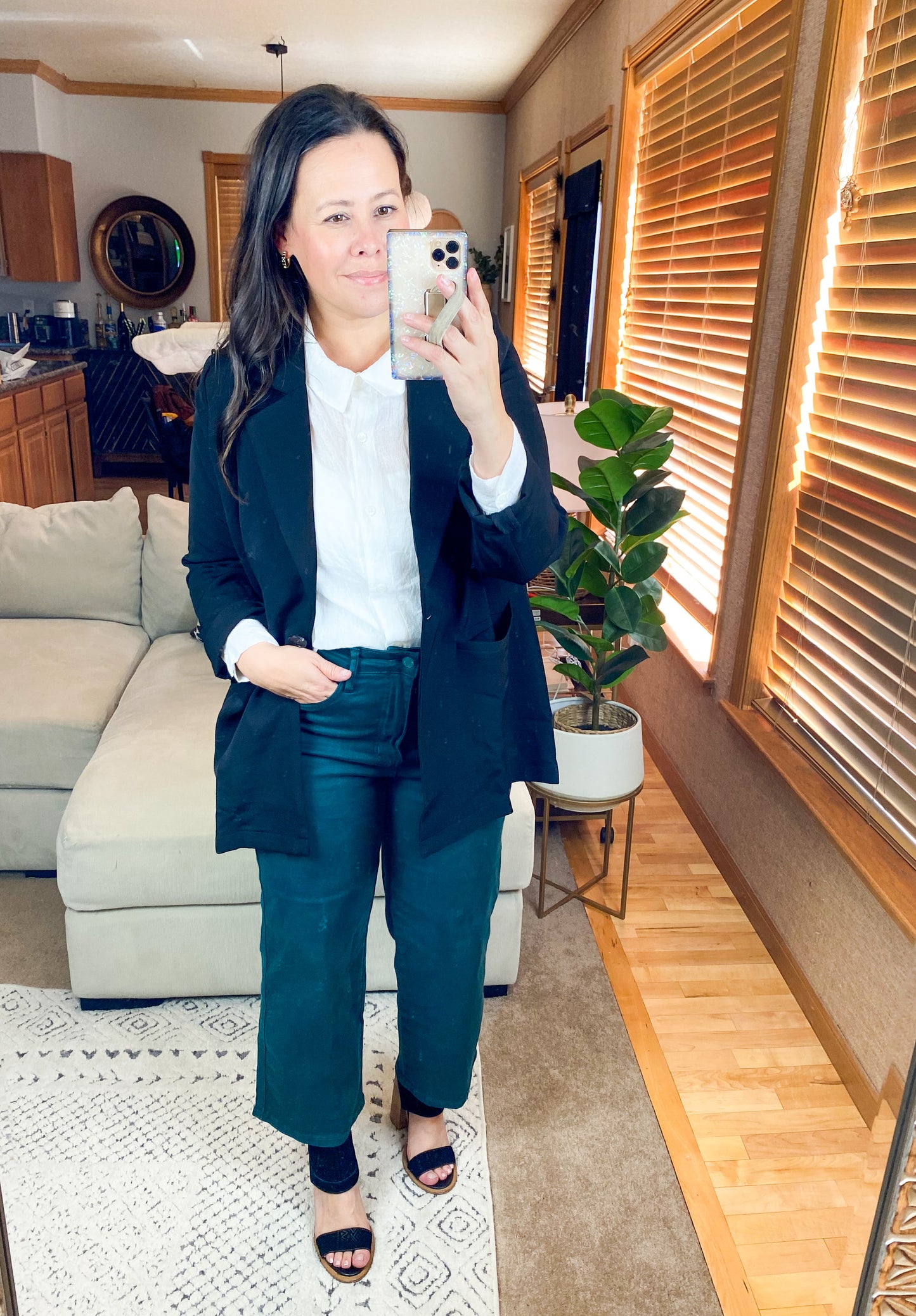 Cotton Bleu Classic Oversized Jacket Blazer in Black and Camel
