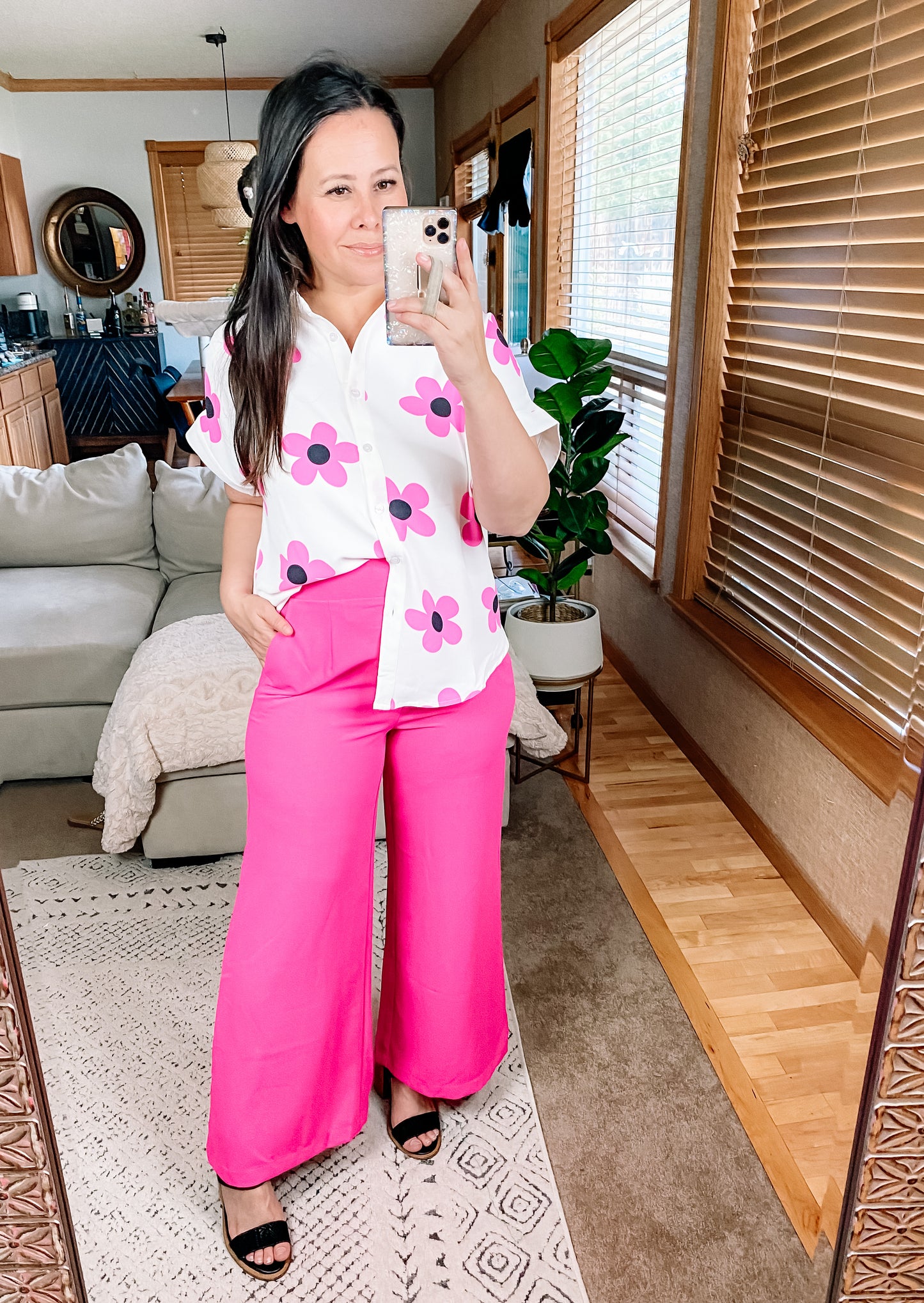 I Love These High Rise Wide Leg Pants in Hot Pink
