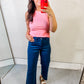 Ribbed Round Neck Tank - Peach