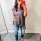 Fringed Hem Short Sleeve Knit Top
