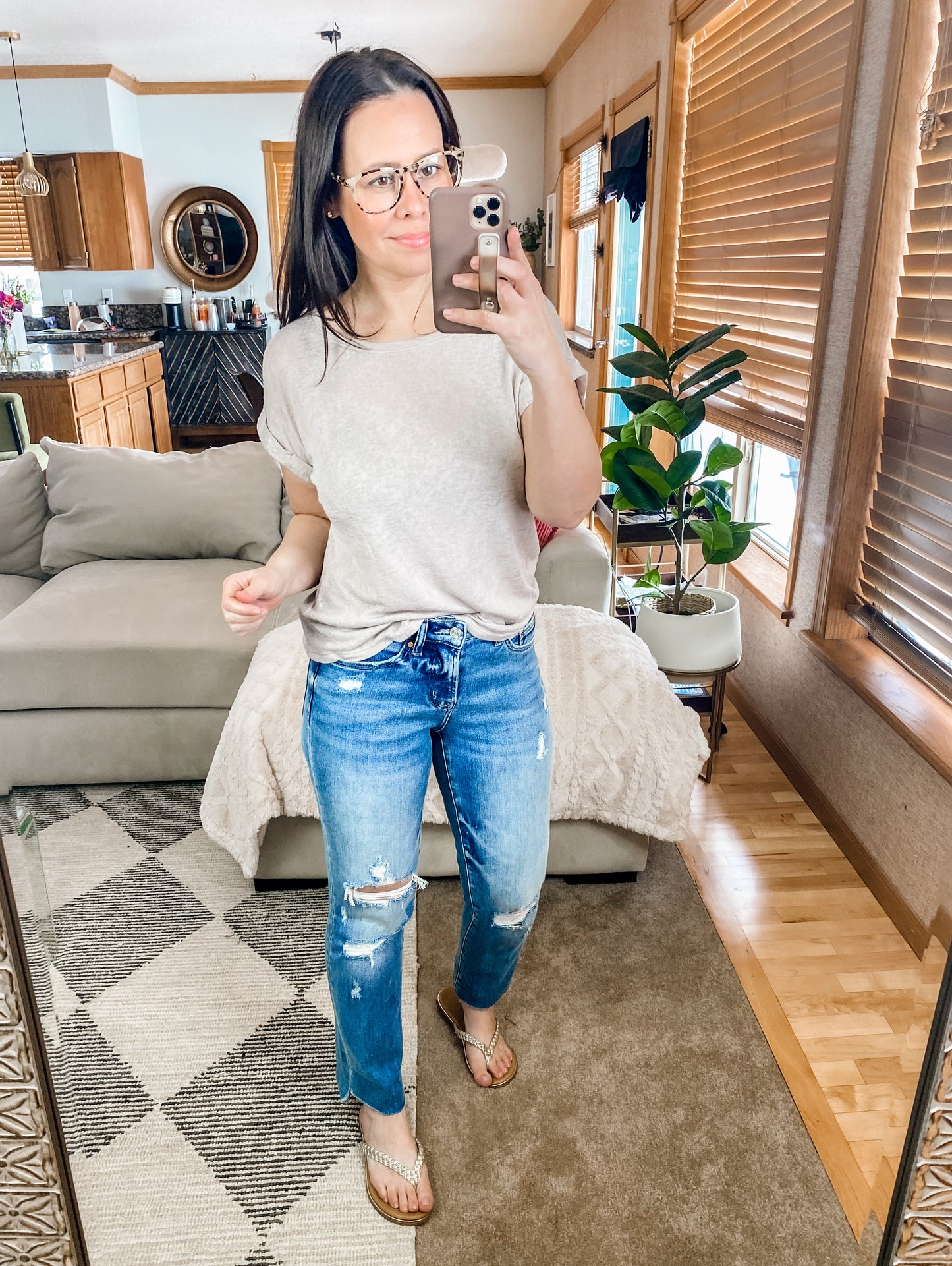 Selfishly Mine T-Shirt in Taupe