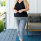 Daily Essential Notched Ribbed Tank in Black