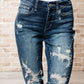 Danny Mid Rise Cuffed Destroyed Boyfriend Jeans