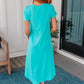 Dolman Sleeve Maxi Dress in Neon Blue