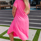 Dolman Sleeve Maxi Dress in Neon Pink