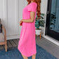 Dolman Sleeve Maxi Dress in Neon Pink