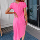 Dolman Sleeve Maxi Dress in Neon Pink