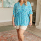 Dreamer Peplum Top in Blue and Teal Paisley