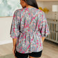 Dreamer Peplum Top in Grey and Pink Floral
