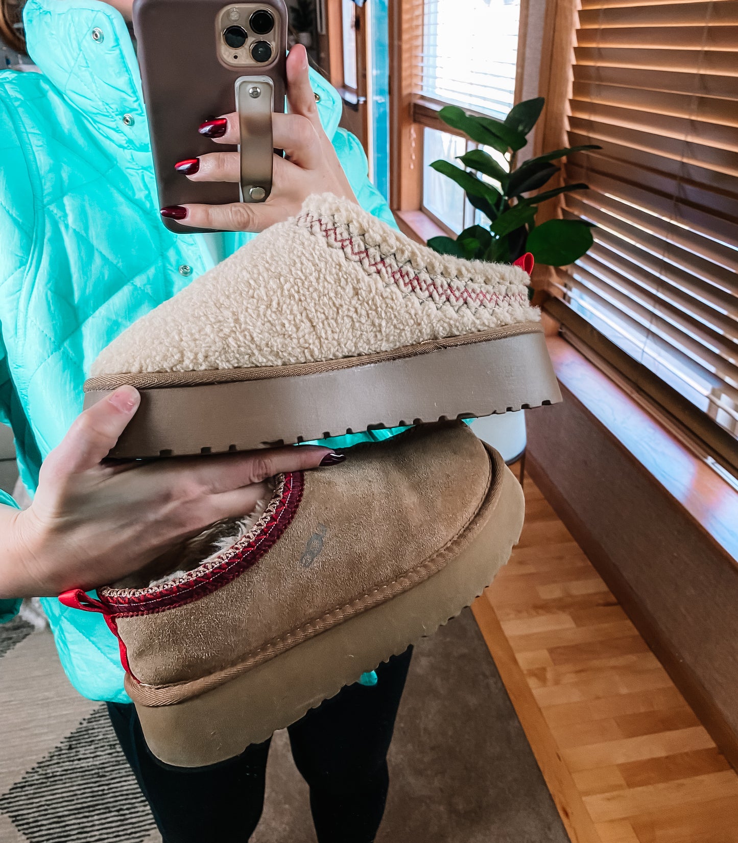 Fur Lined Sherpa Platform Slippers