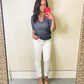 Eyelet Puff Sleeve Knit Top in Charcoal