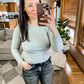 Ribbed Round Neck Long Sleeve Knit Top