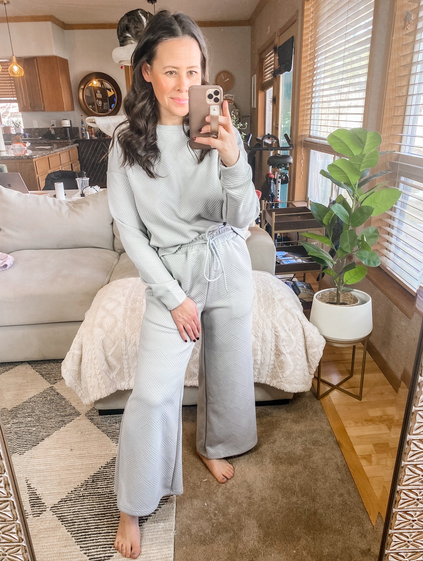 Take Me Away Textured Long Sleeve Top and Pants Set - 6 Colors