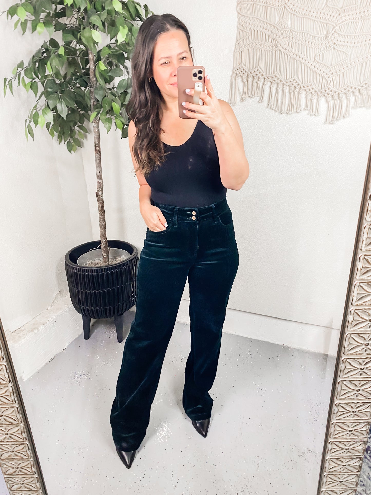 Judy Blue High Waist Emerald Corduroy Wide Leg Jeans