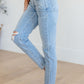 Judy Blue Mid Rise Tummy Control Distressed Skinny Jeans