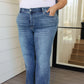 Judy Blue Mid Rise Contrast Wash Wide Leg Jeans