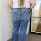 Judy Blue Mid Rise Contrast Wash Wide Leg Jeans