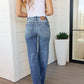 Judy Blue Mid Rise Contrast Wash Wide Leg Jeans