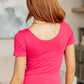 Everyday Scoop Neck Short Sleeve Top in Fuchsia