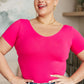 Everyday Scoop Neck Short Sleeve Top in Fuchsia