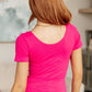 Everyday Scoop Neck Short Sleeve Top in Fuchsia