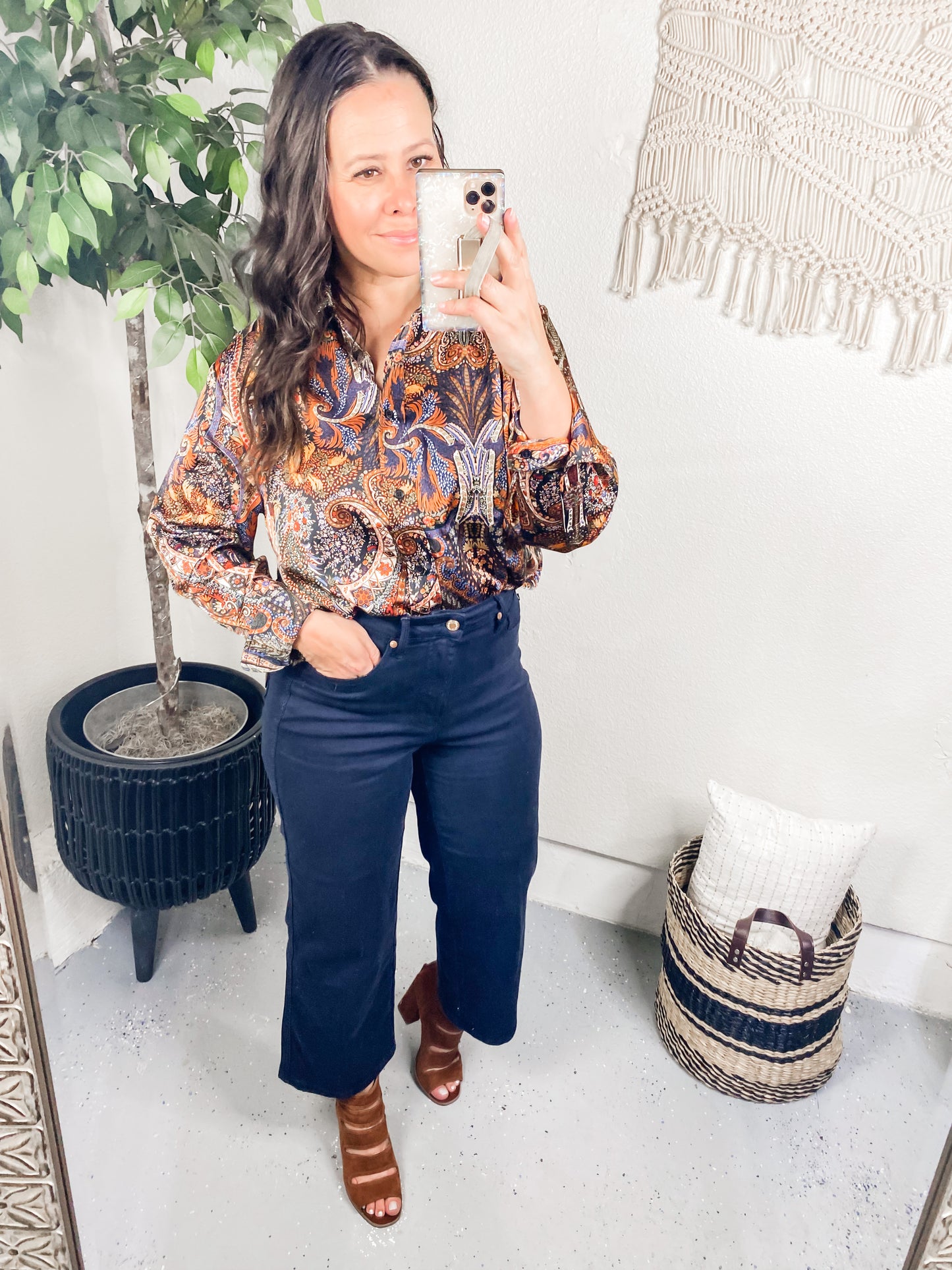 Along For the Ride Paisley Print Button Down Blouse
