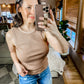 Round Neck Ribbed Cropped Tank in Mocha