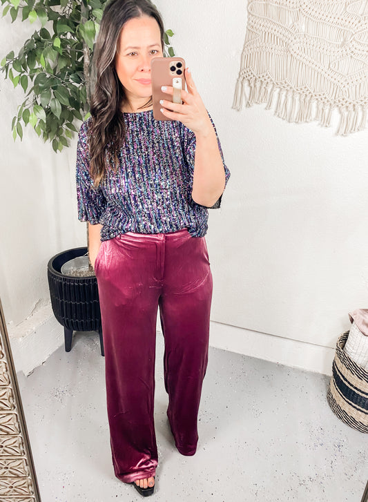 High Society Velvet Wide Leg Trousers