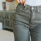 Judy Blue Wide Leg Crop Jeans in Olive