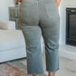 Judy Blue Wide Leg Crop Jeans in Olive