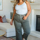 Judy Blue Wide Leg Crop Jeans in Olive