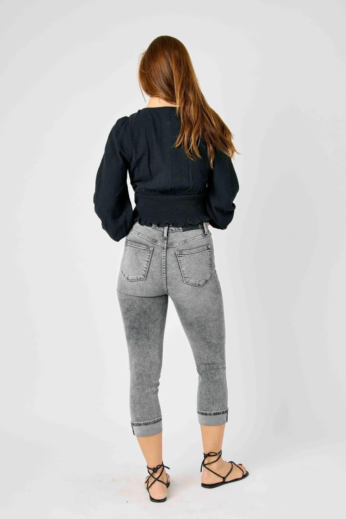 Judy Blue Button Fly High Waist Cuffed Capris