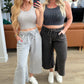 Acid Wash Wide Leg Sweatpants in Ash Black