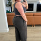 Acid Wash Wide Leg Sweatpants in Ash Black