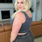 Stone Washed Ribbed Seamless Top In Ash Black