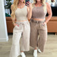 Stone Washed Ribbed Seamless Top In Mocha